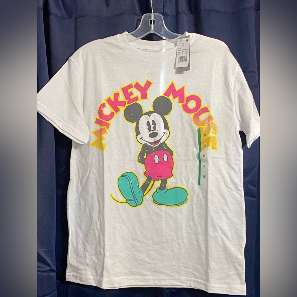 Disney Mickey Mouse White and Yellow Kids T-Shirt Medium NWT